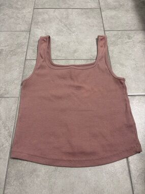 Old Navy Women’s Square Neck Ribbed Tank Top - Mauve Pink